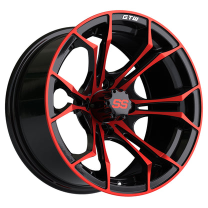 Spyder 14 inch GTW golf cart wheel - Black / Red