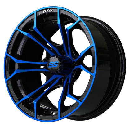 Spyder 14 inch GTW golf cart wheel - Black / Blue
