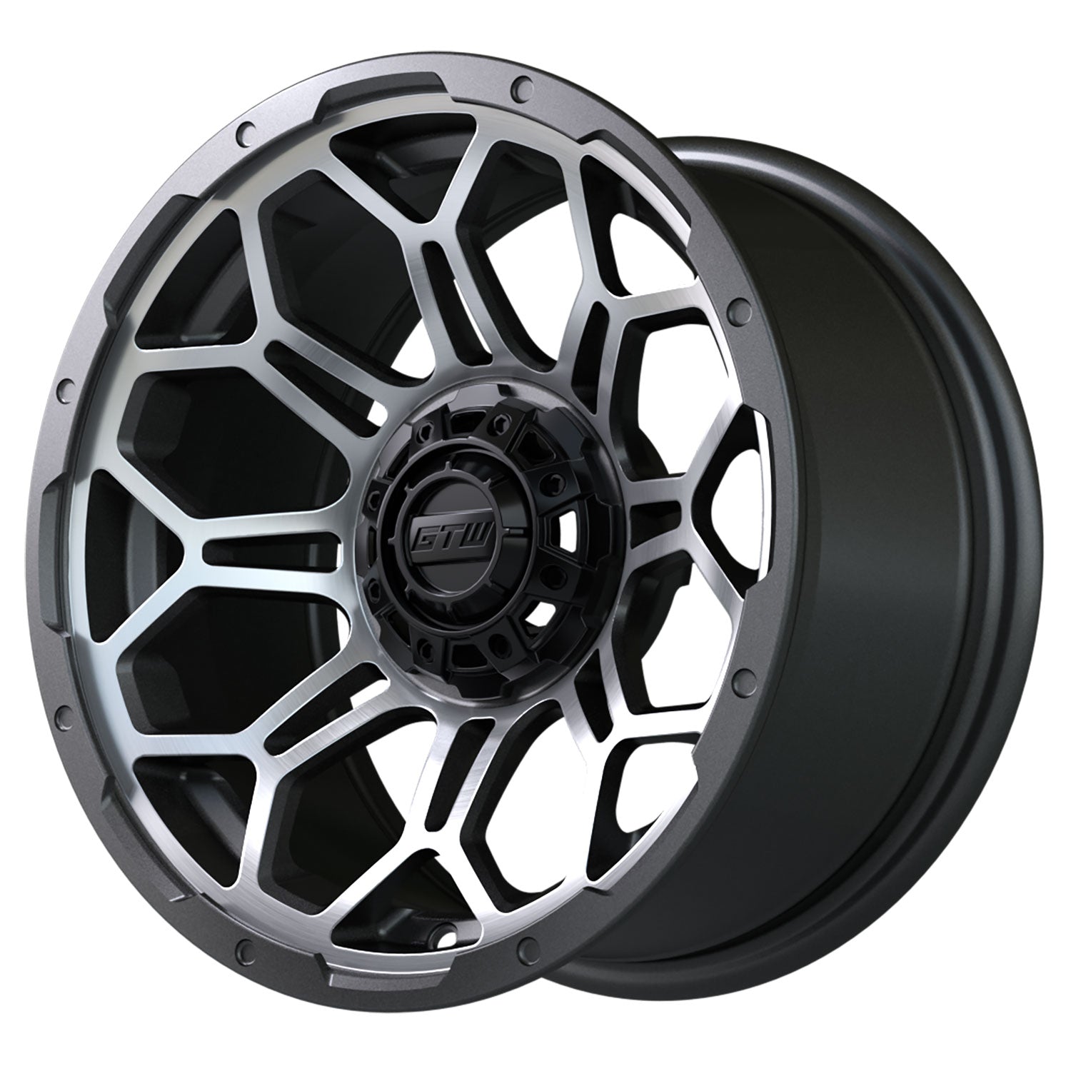 Bravo 14 inch GTW golf cart wheel - Matte Grey / Silver