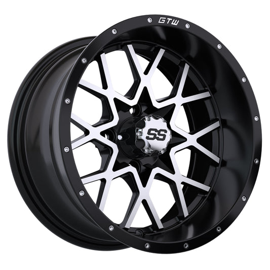 Vortex 14 inch GTW golf cart wheel - Black / Silver
