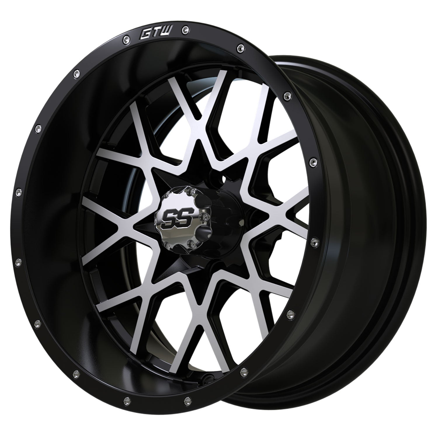 Vortex 14 inch GTW golf cart wheel - Black / Silver