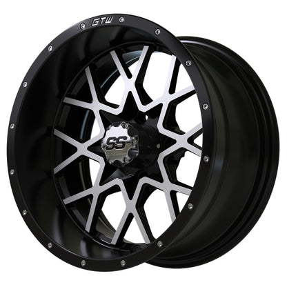 Vortex 14 inch GTW golf cart wheel - Black / Silver