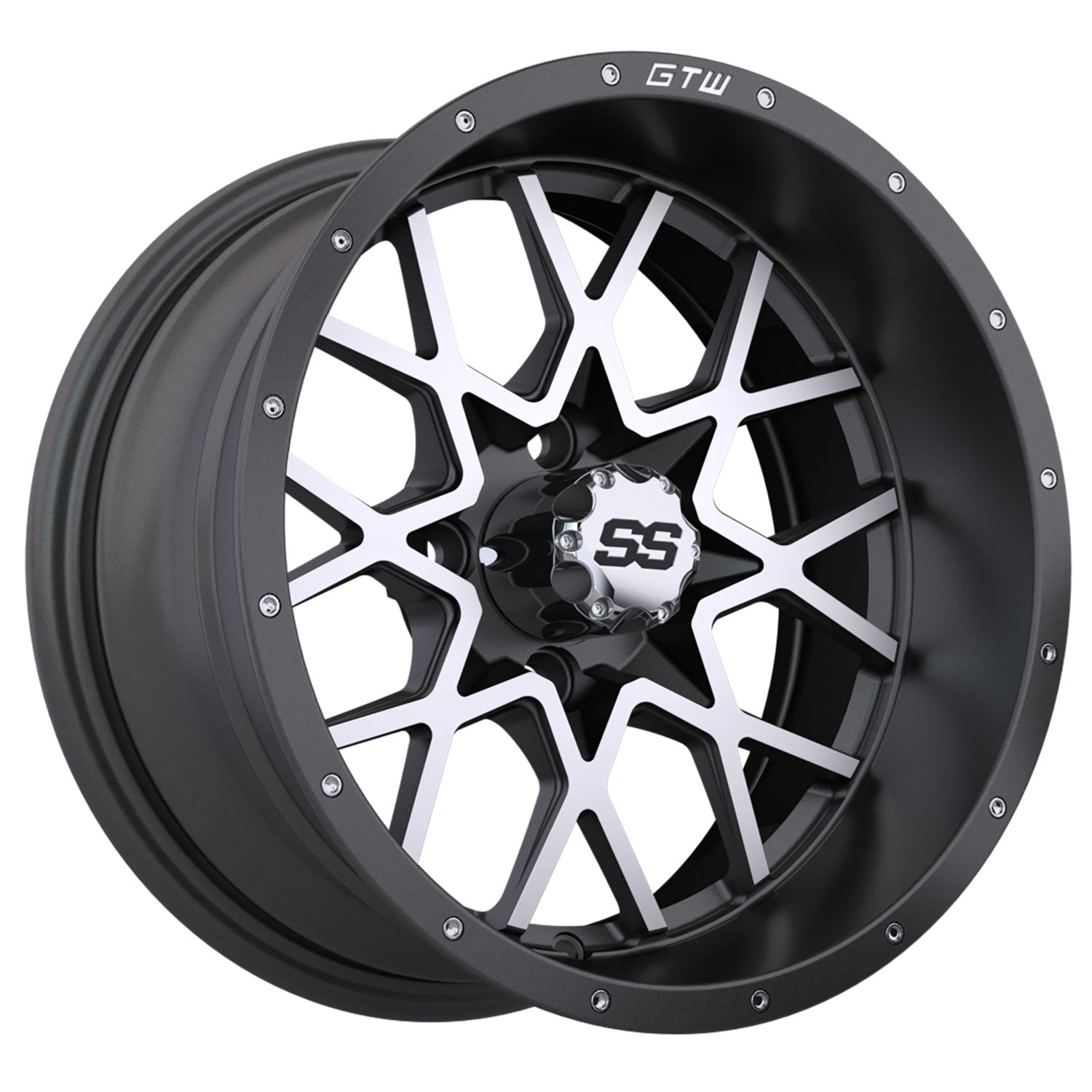 Vortex 14 inch GTW golf cart wheel - Matte Grey / Silver