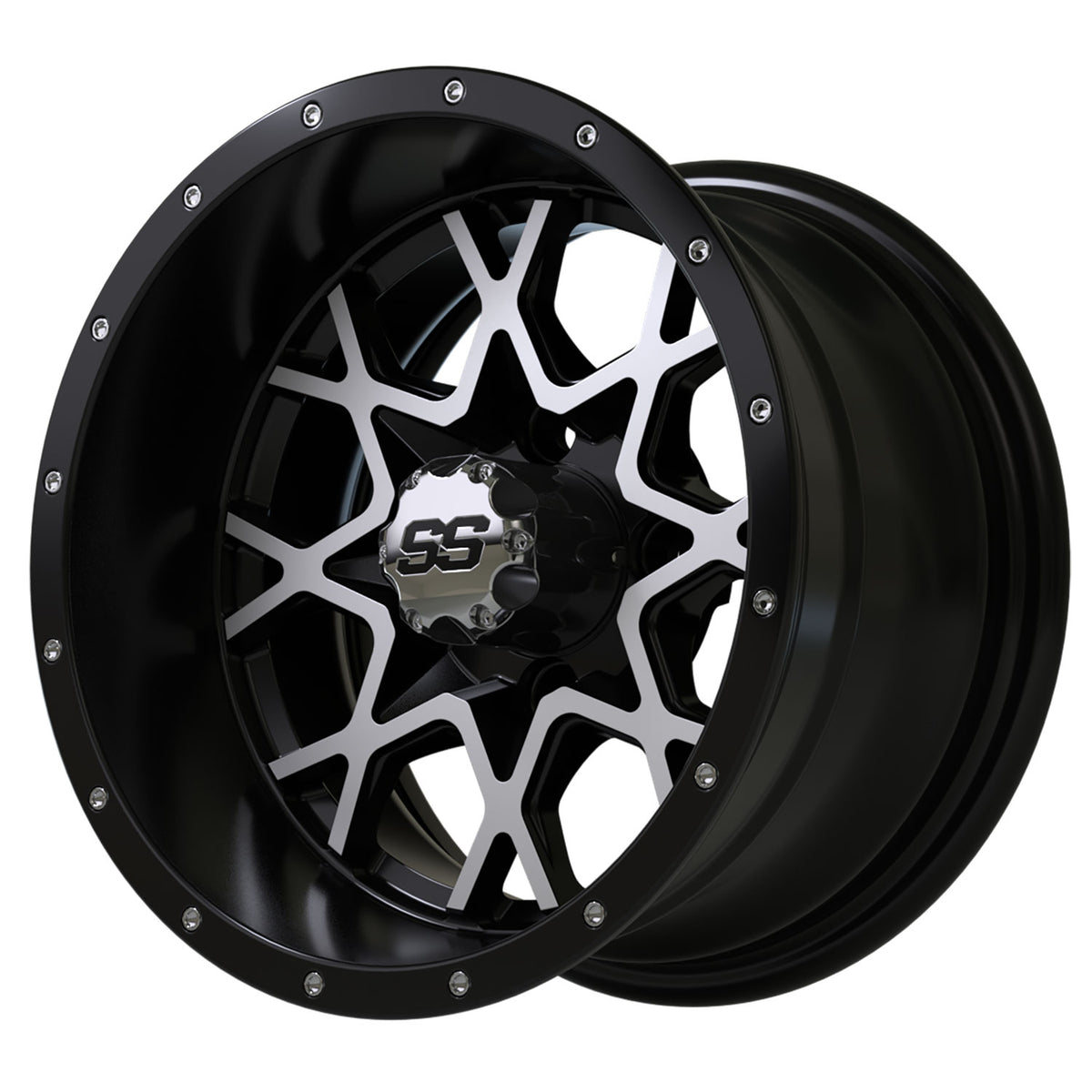 Vortex 12 inch GTW golf cart wheel - Matte Black / Silver