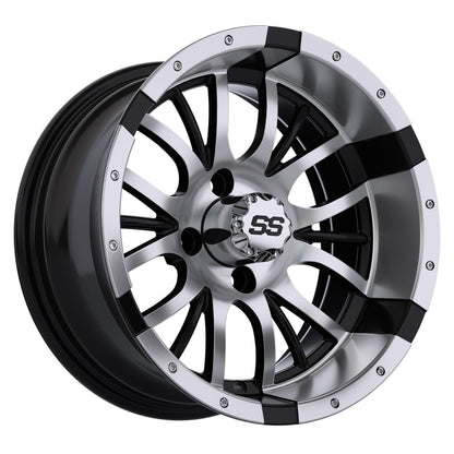 Diesel 14 inch GTW golf cart wheel - Silver / Black