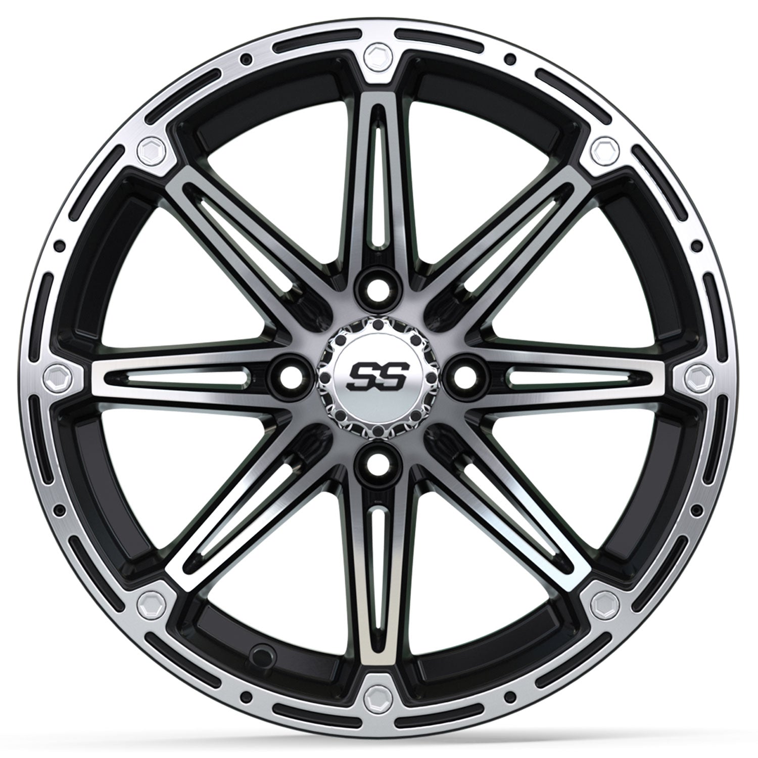 Element 14 inch GTW golf cart wheel - Silver / Black