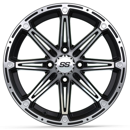 Element 14 inch GTW golf cart wheel - Silver / Black