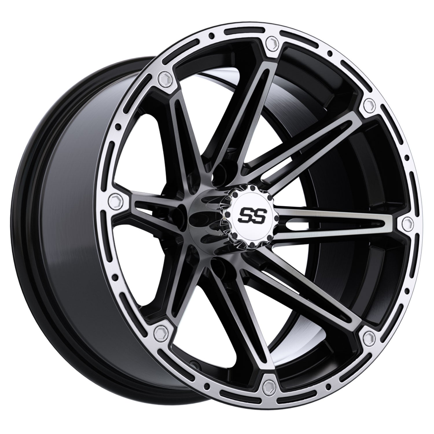 Element 14 inch GTW golf cart wheel - Silver / Black