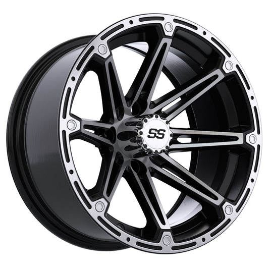 Element 14 inch GTW golf cart wheel - Silver / Black