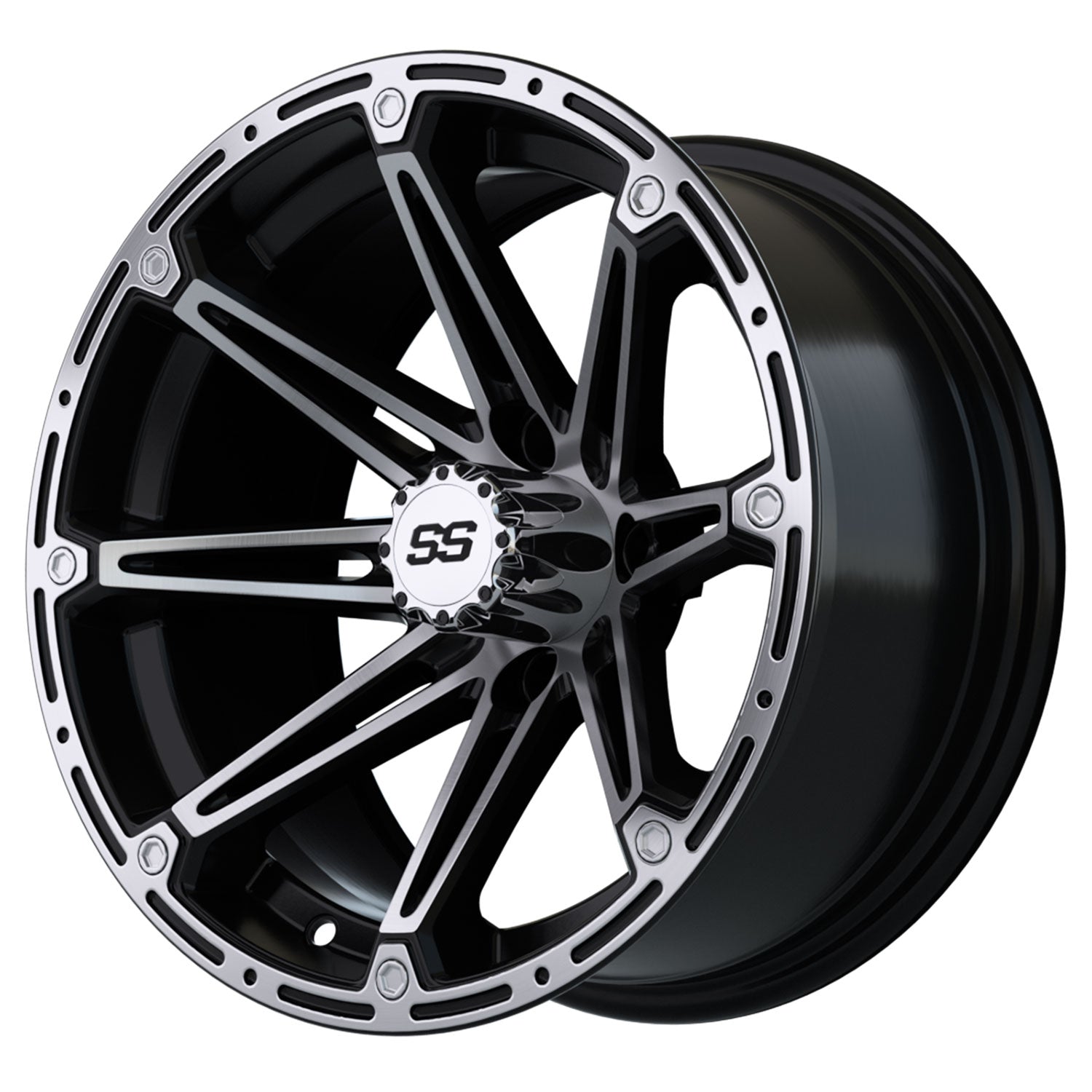 Element 14 inch GTW golf cart wheel - Silver / Black