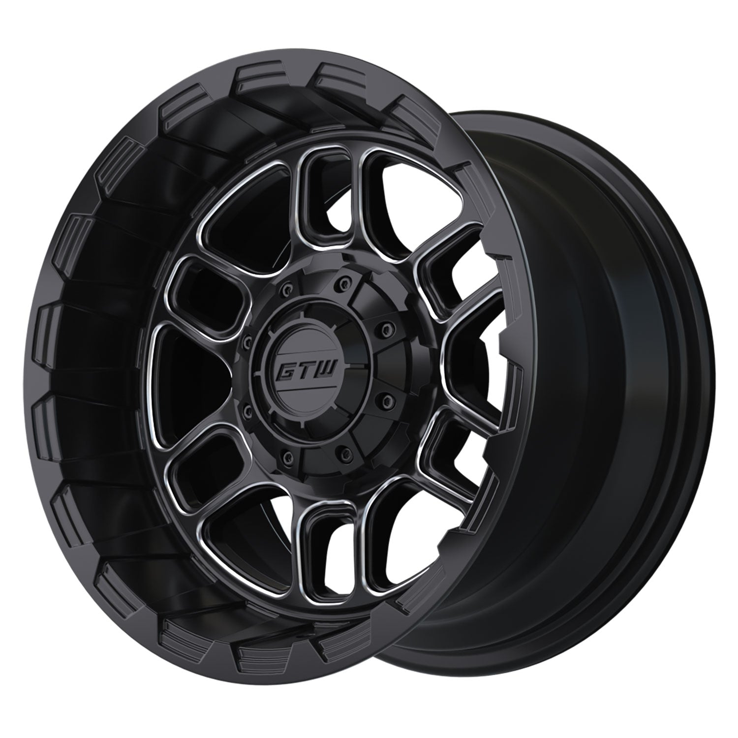 Titan 12 inch GTW golf cart wheel - Black / Silver