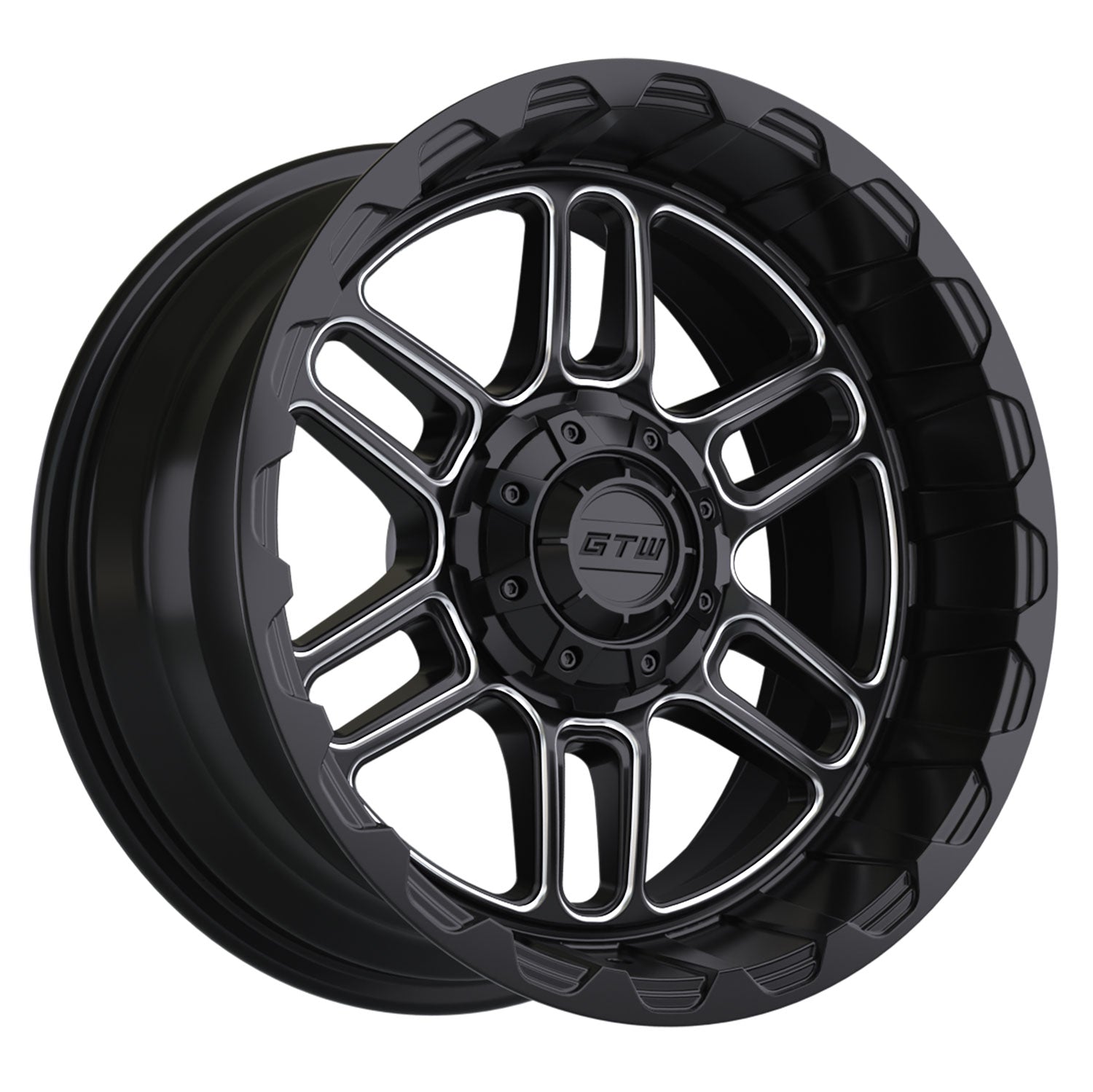 Titan 14 inch GTW golf cart wheel - Black / Silver