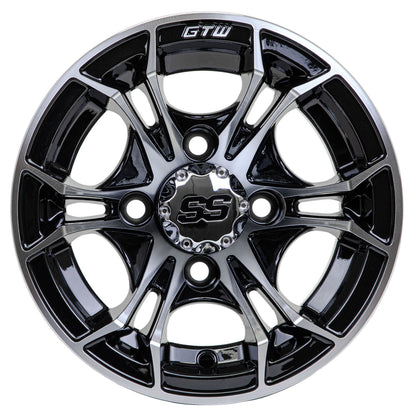 Spyder 10 inch GTW golf cart wheel - Black / Silver
