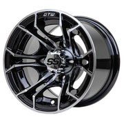 Spyder 10 inch GTW golf cart wheel - Black / Silver