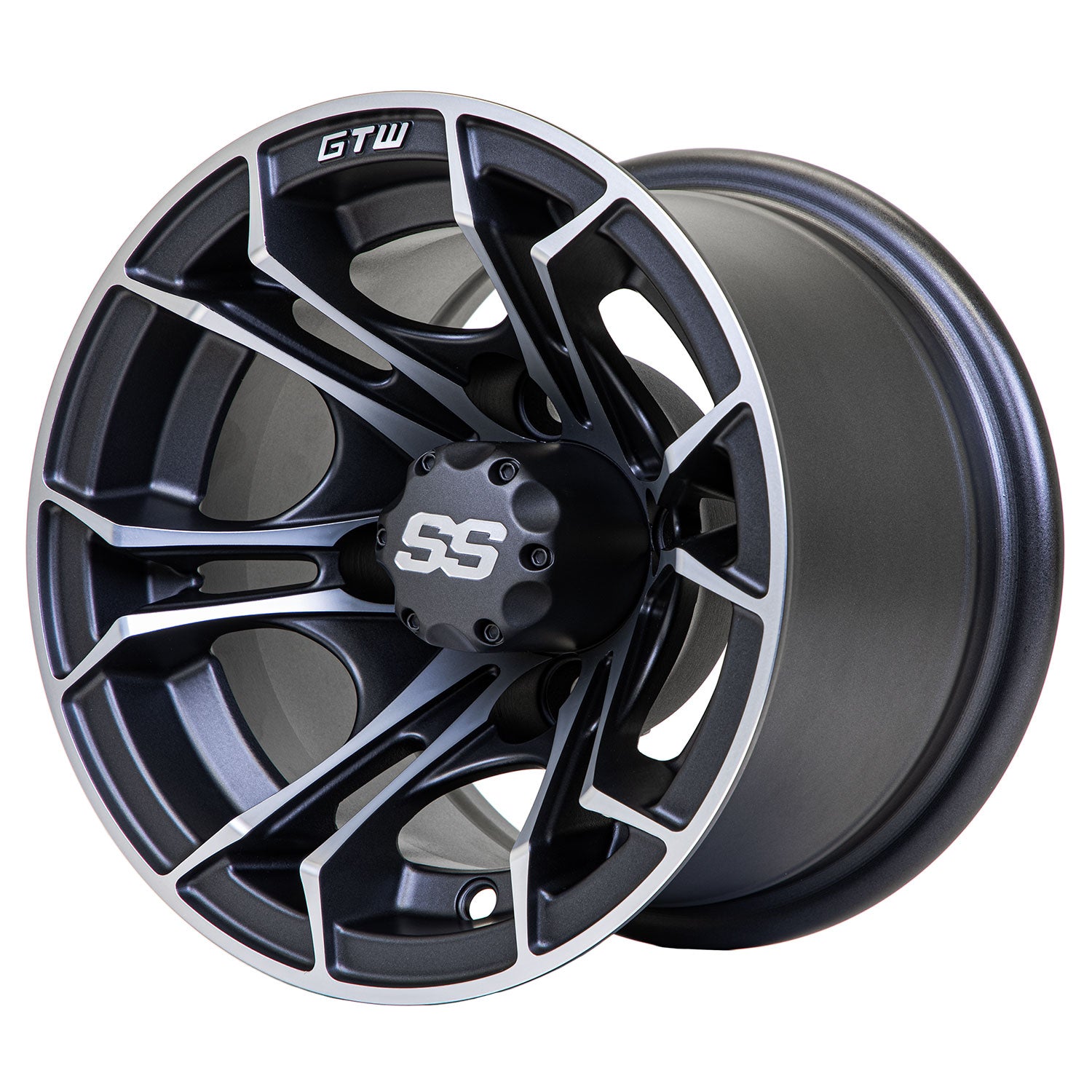 Spyder 10 inch GTW golf cart wheel - Matte Grey / Black