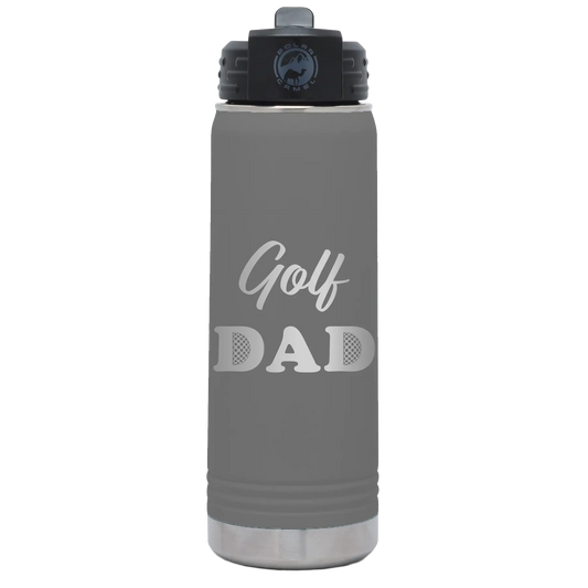 Golf Dad2 20 oz Water Bottle | Dark Gray