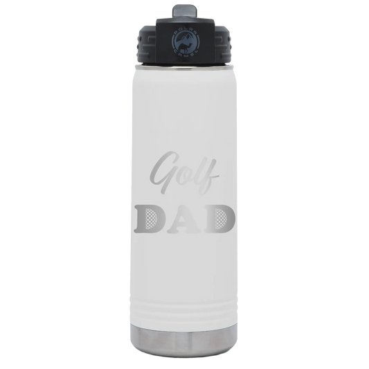 Golf Dad2 20 oz Water Bottle | White