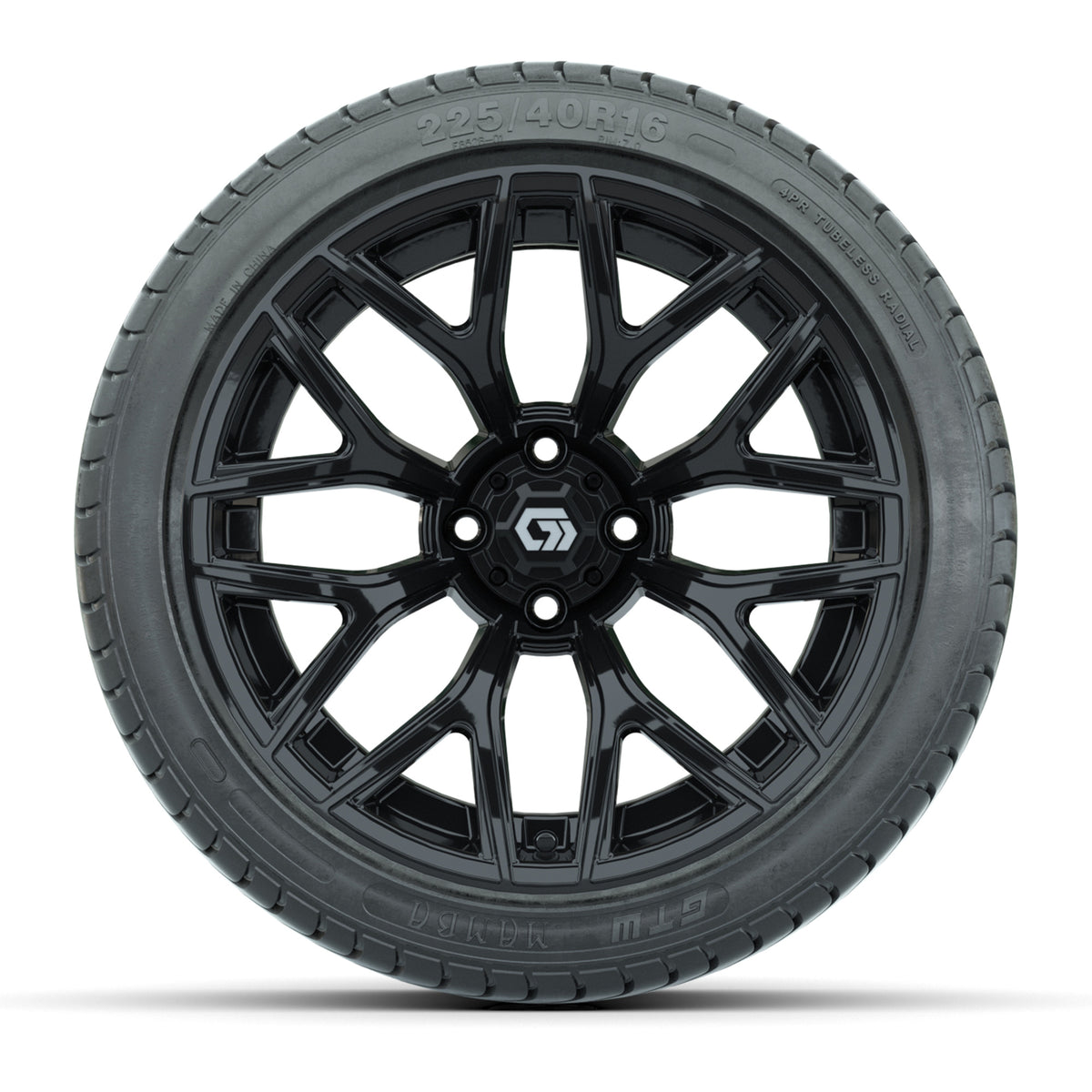 GTW Monaco Gloss Black 16 in Wheels with 225/40-R16 Mamba Street Tires – Full Set