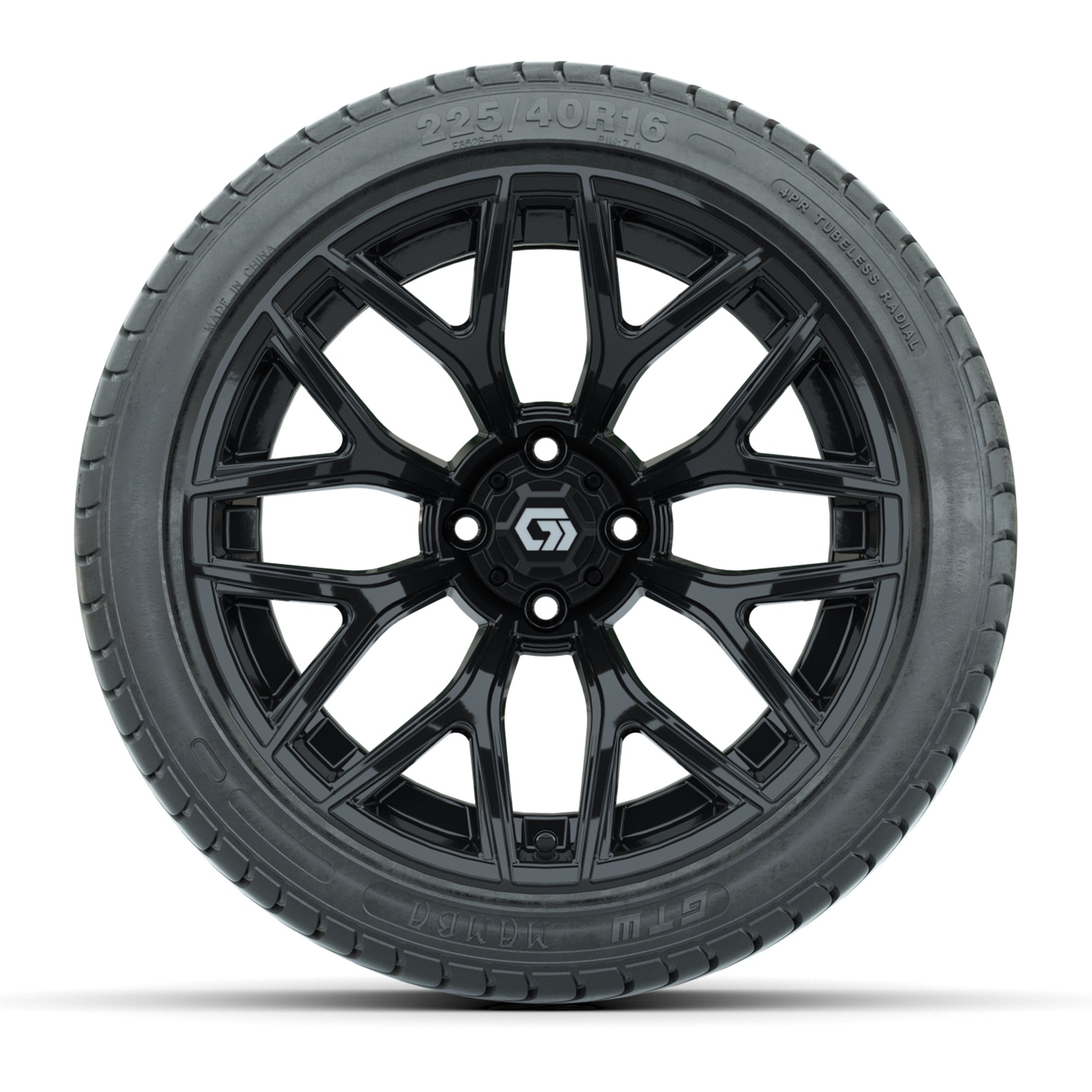GTW Monaco Gloss Black 16 in Wheels with 225/40-R16 Mamba Street Tires – Full Set