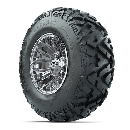 GTW® Stellar Chrome 12 in Wheels with 25X10-12 Barrage Mud Tires – Full Set