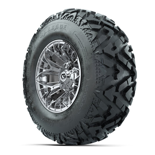 GTW® Stellar Chrome 12 in Wheels with 25X10-12 Barrage Mud Tires – Full Set