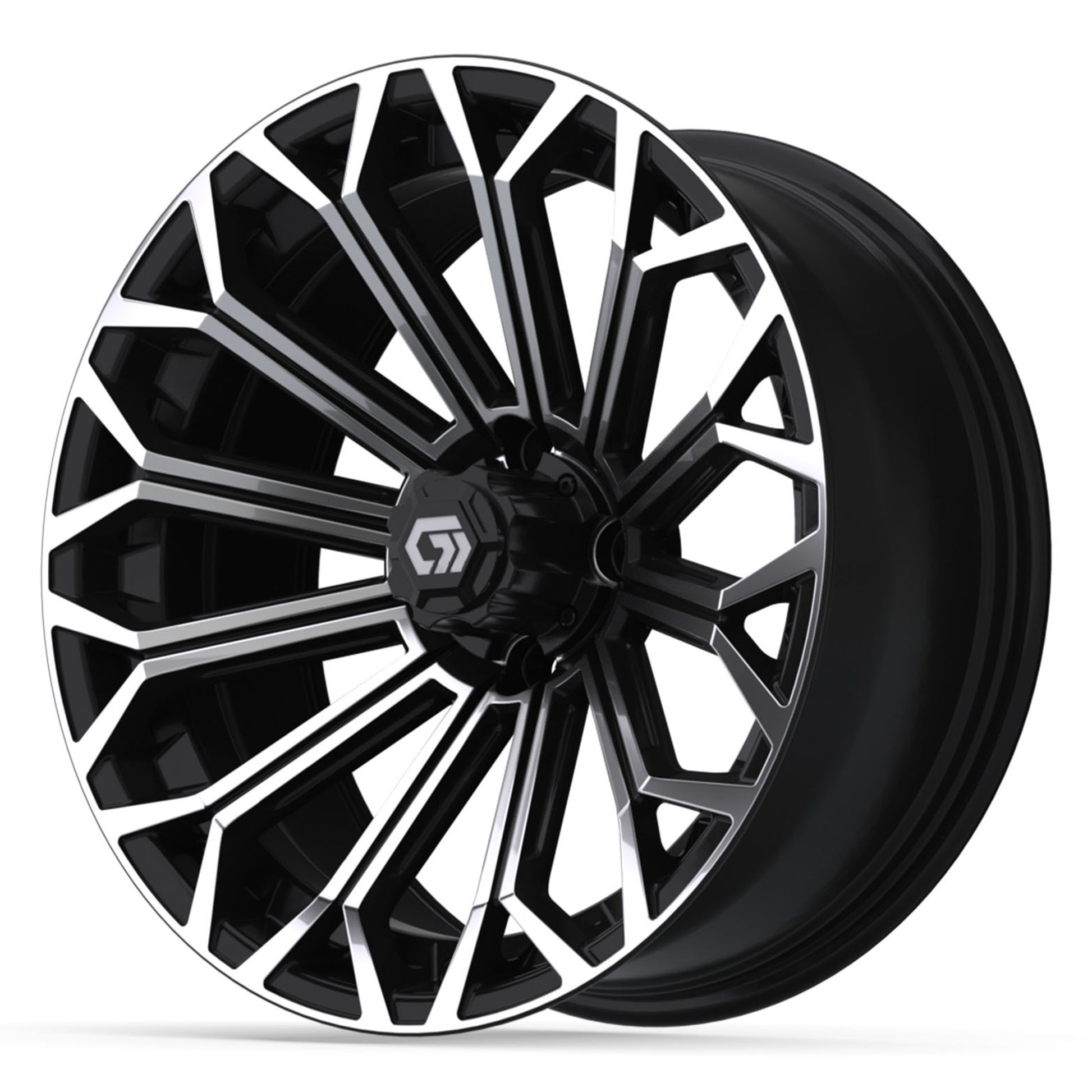 Phantom 16 inch GTW golf cart wheel - Black / Machined