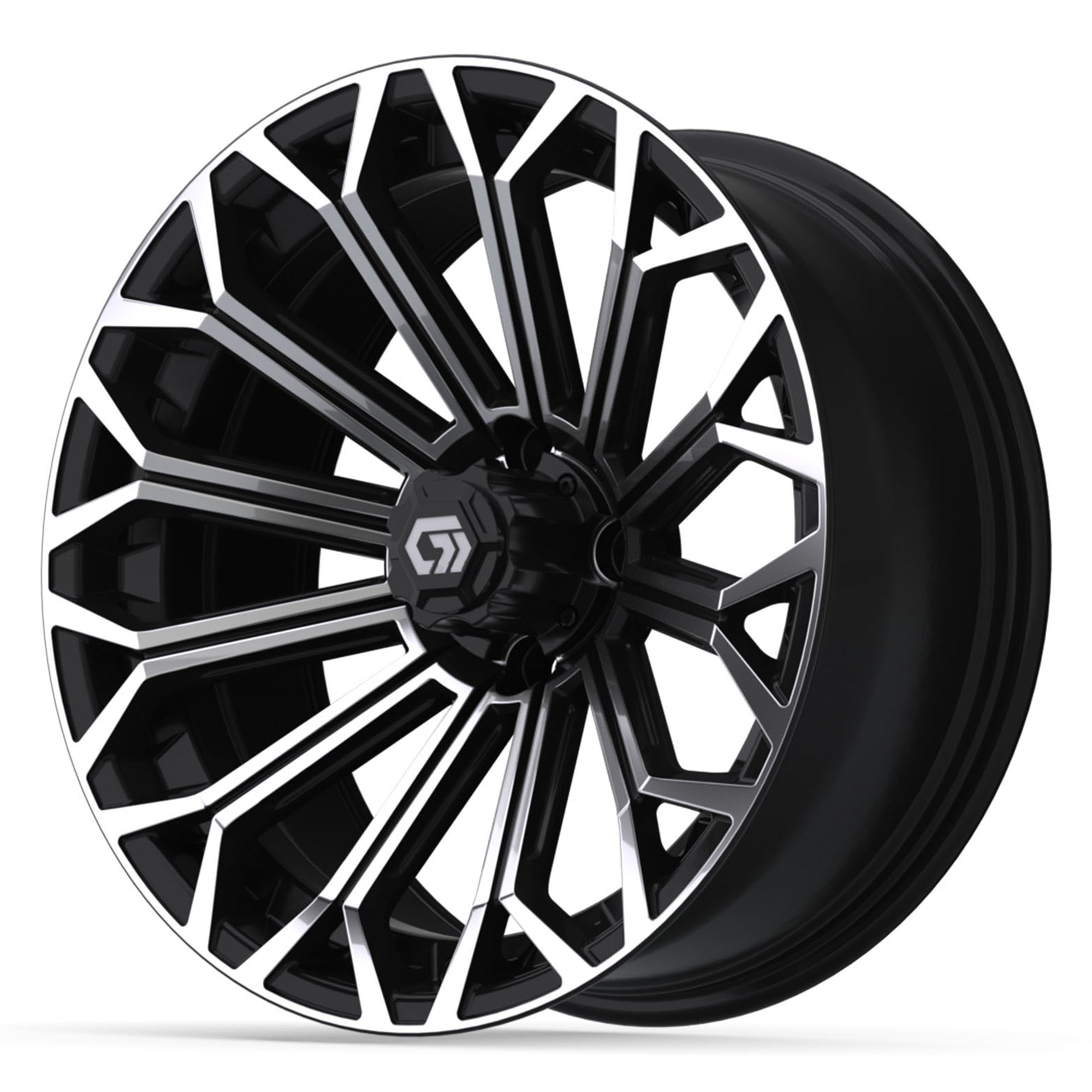 Phantom 16 inch GTW golf cart wheel - Black / Machined