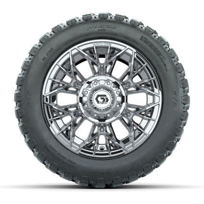 GTW® Stellar Chrome 12 in Wheels with 20X10-12 Nomad Steel Belt Radial All-Terrain Tires – Full Set