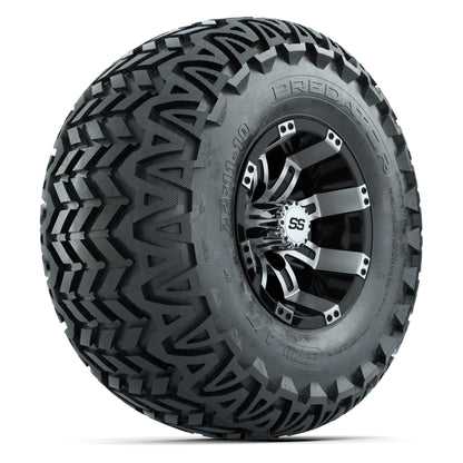 GTW Tempest Black/Machined 10 in Wheels with 22x11-10 Predator All-Terrain Tires – Full Set