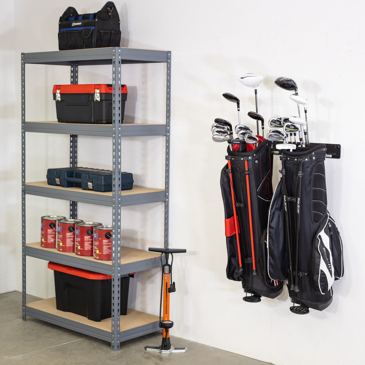 Torrey Pines Golf Bag Storage Rack | Holds 2 Golf Bags