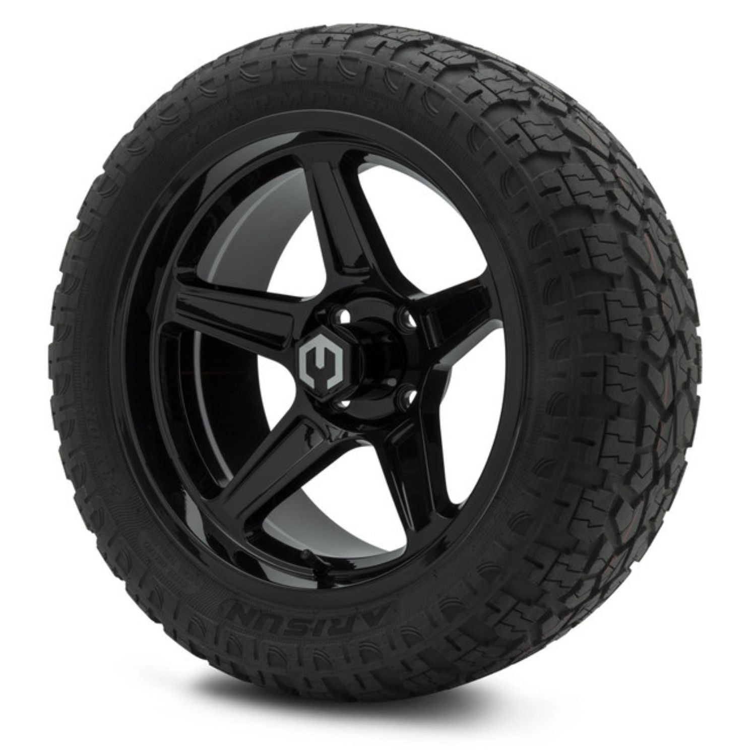 MODZ® 15" Drift Glossy Black Wheels & Off-Road Tires Combo (Arisun X-Armory Steel Belted Radial 23x10-15)
