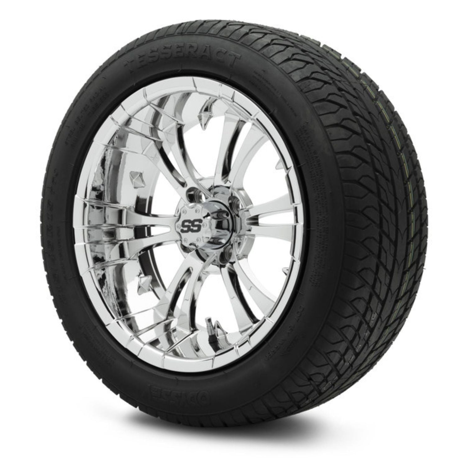 MODZ® 15" Vampire Chrome Wheels & Street Tires Combo (Odyssey Tesseract Steel-Belted Radial 215/45-R15)