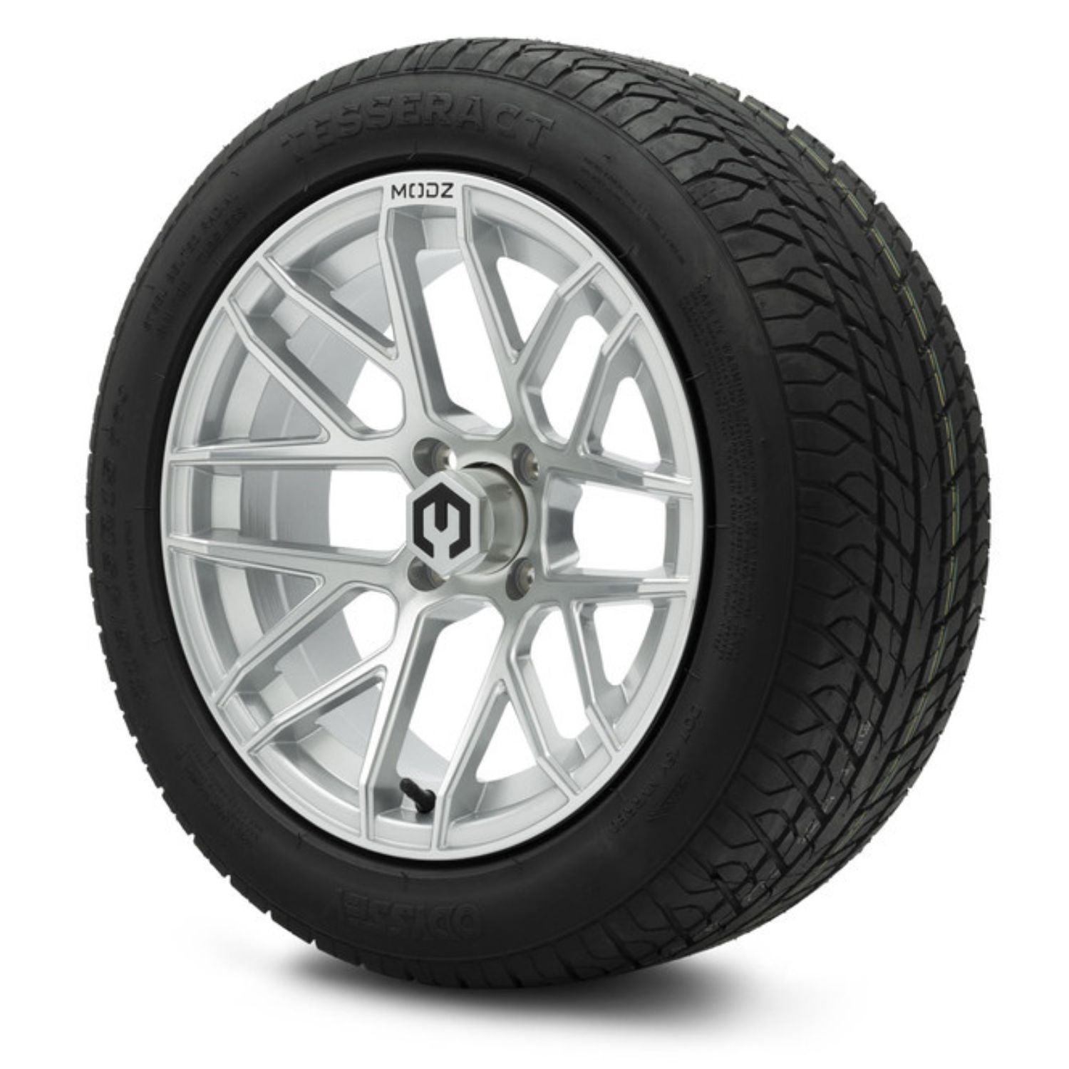 MODZ® 15" Matrix Silver Wheels & Street Tires Combo (Odyssey Tesseract Steel-Belted Radial 215/45-R15)