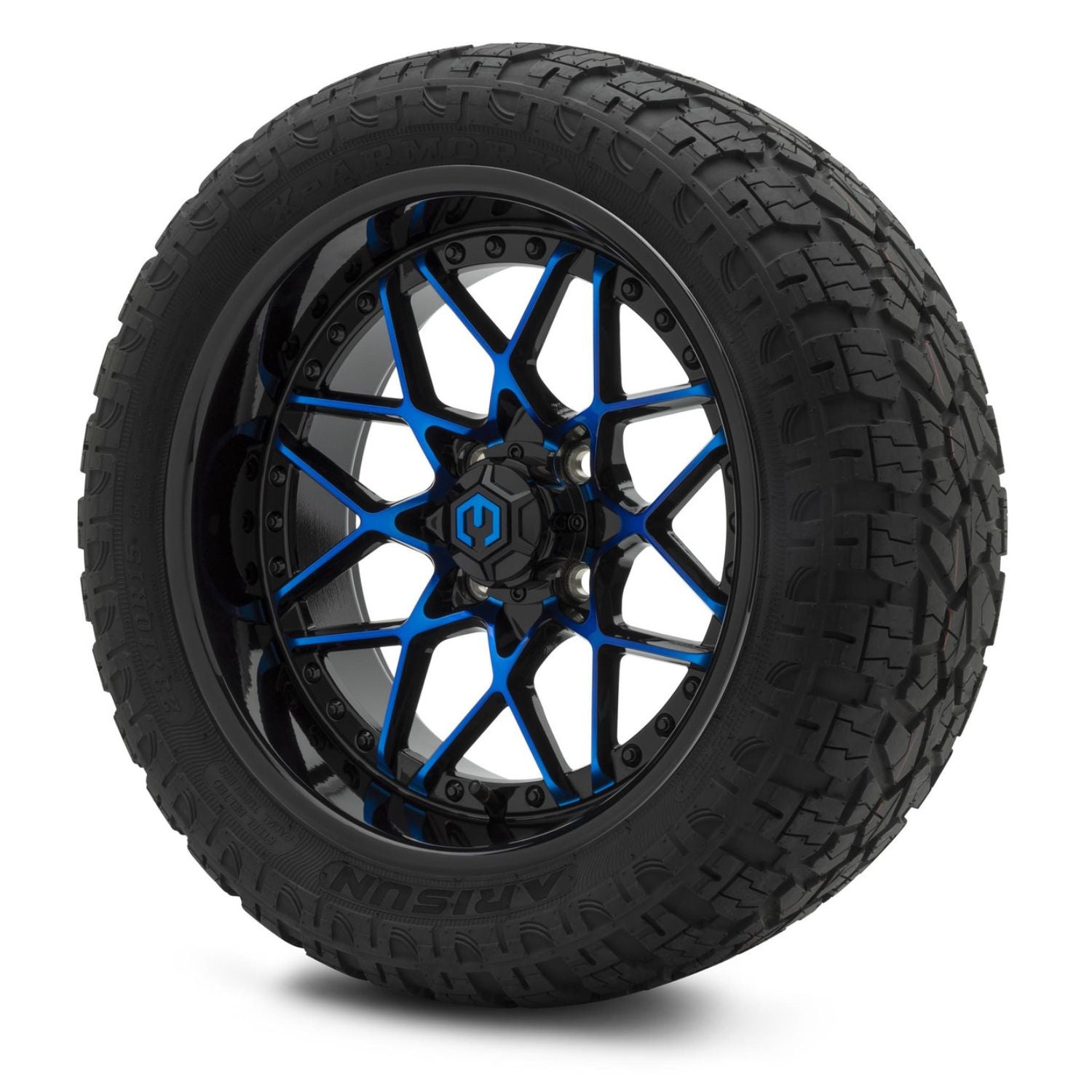 MODZ® 15" Formula Blue and Black Wheels & Off-Road Tires Combo (Arisun X-Armory Steel Belted Radial 23x10-15)