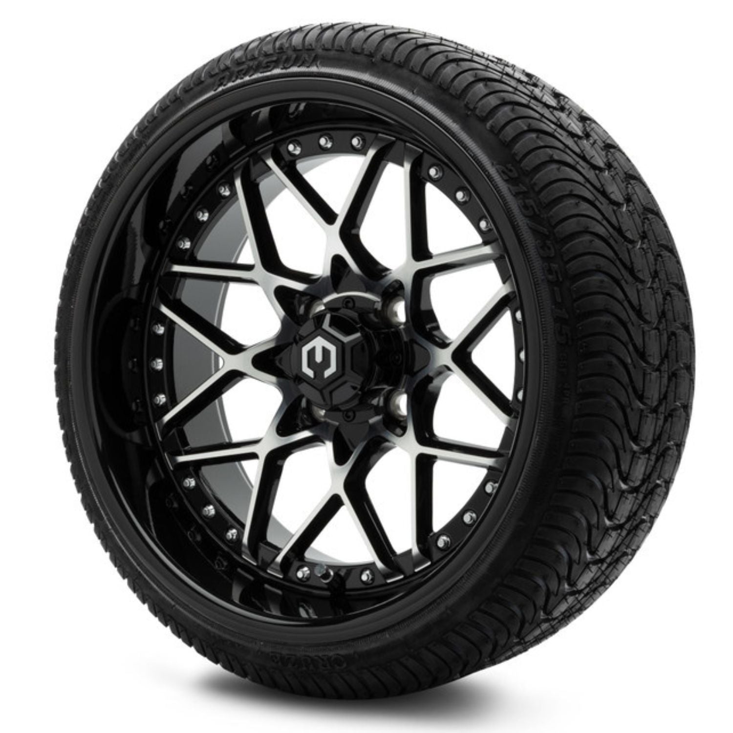 MODZ® 15" Formula Machined Black Wheels & Street Tires Combo (Arisun Cruze 215/35-15)