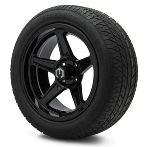 MODZ® 15" Drift Glossy Black Wheels & Street Tires Combo (Odyssey Tesseract Steel-Belted Radial 215/45-R15)