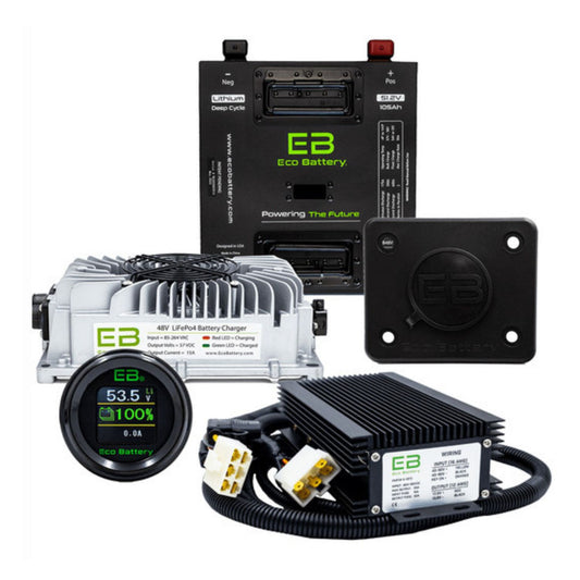 Eco Battery 48V - 105AH Gen3 Thru Hole Lithium Battery Combo - EZGO RXV w/ Plastic Battery Tray