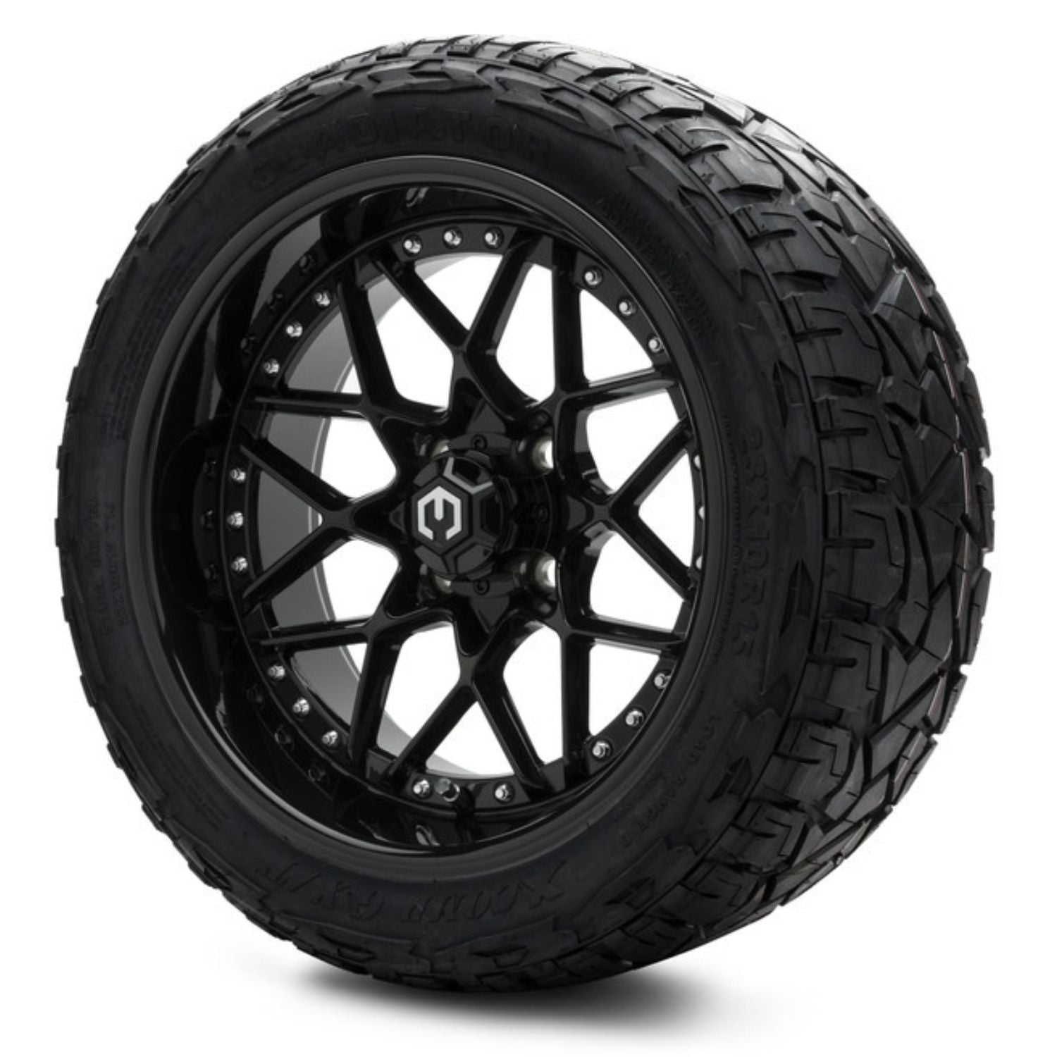 MODZ® 15" Formula Glossy Black Wheels & Off-Road Tires Combo (Xcomp Gladiator Steel Belted Radial 23x10-15)