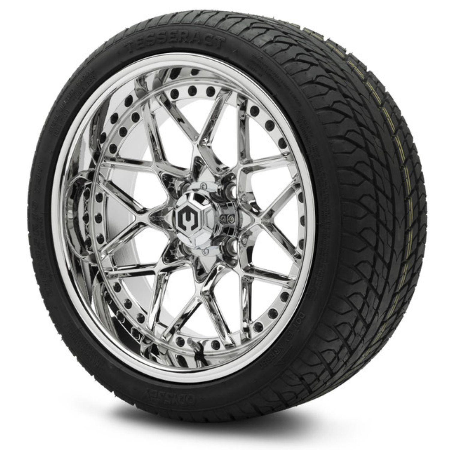 MODZ® 15" Formula Chrome Wheels & Street Tires Combo (Odyssey Tesseract Steel-Belted Radial 215/35-R15)