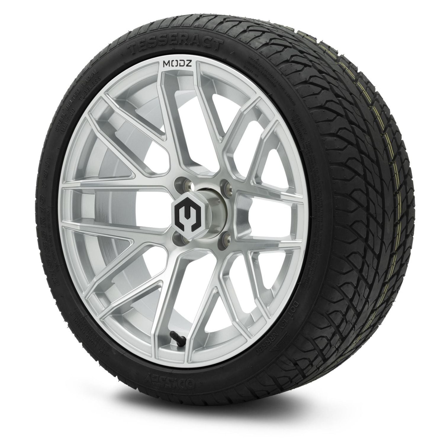 MODZ® 15" Matrix Silver Wheels & Street Tires Combo (Odyssey Tesseract Steel-Belted Radial 215/35-R15)