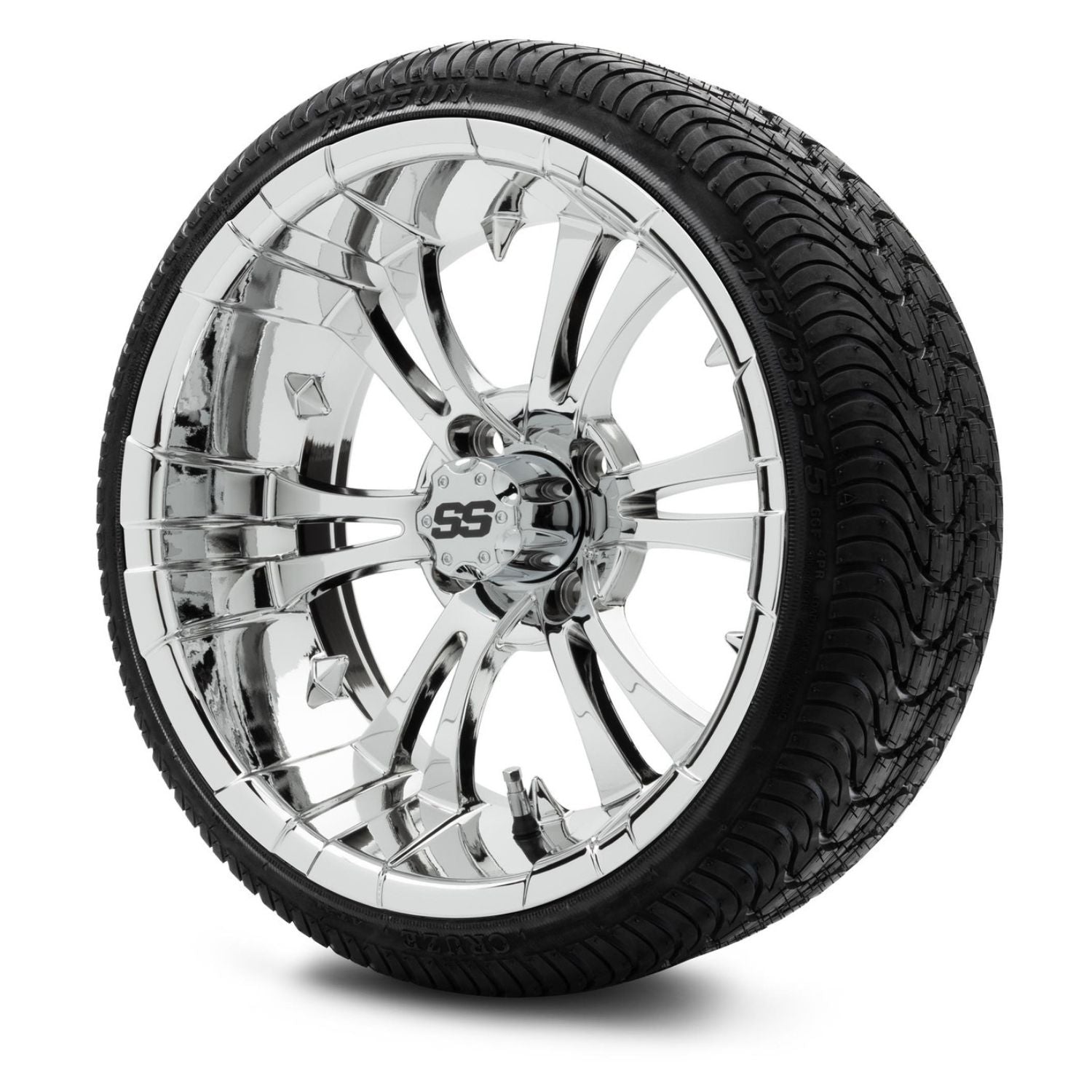 MODZ® 15" Vampire Chrome Wheels & Street Tires Combo (Arisun Cruze 215/35-15)