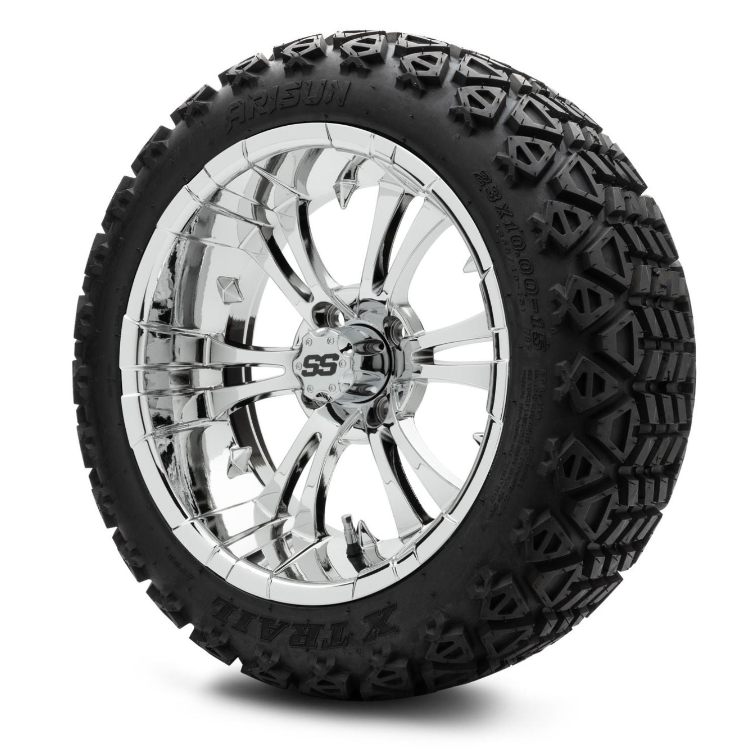 MODZ® 15" Vampire Chrome Wheels & Off-Road Tires Combo (Arisun X-Trail All-Terrain 23x10-15)