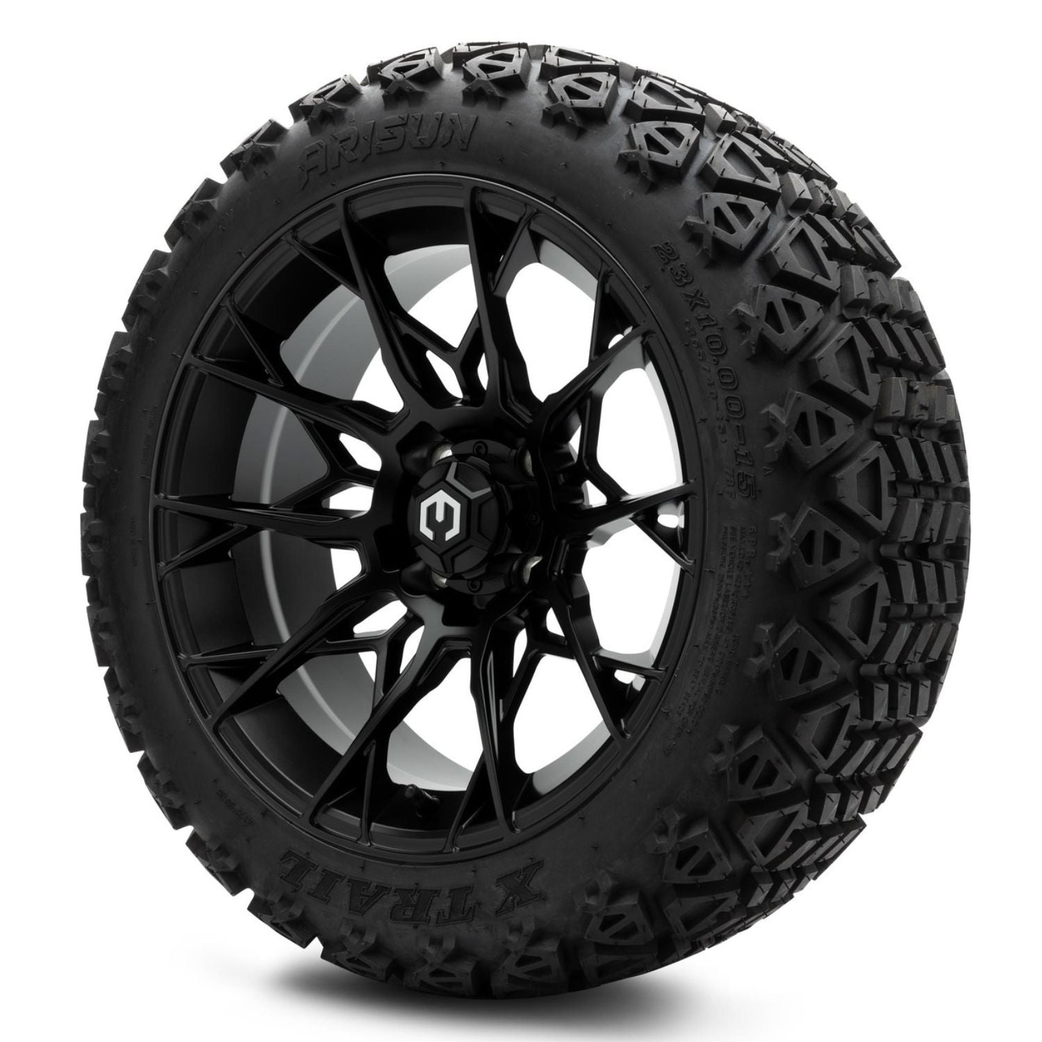 MODZ® 15" Chaos Matte Black Wheels & Off-Road Tires Combo (Arisun X-Trail All-Terrain 23x10-15)