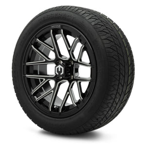 MODZ® 15" Matrix Glossy Black with Ball Mill Wheels & Street Tires Combo (Odyssey Tesseract Steel-Belted Radial 215/45-R15)