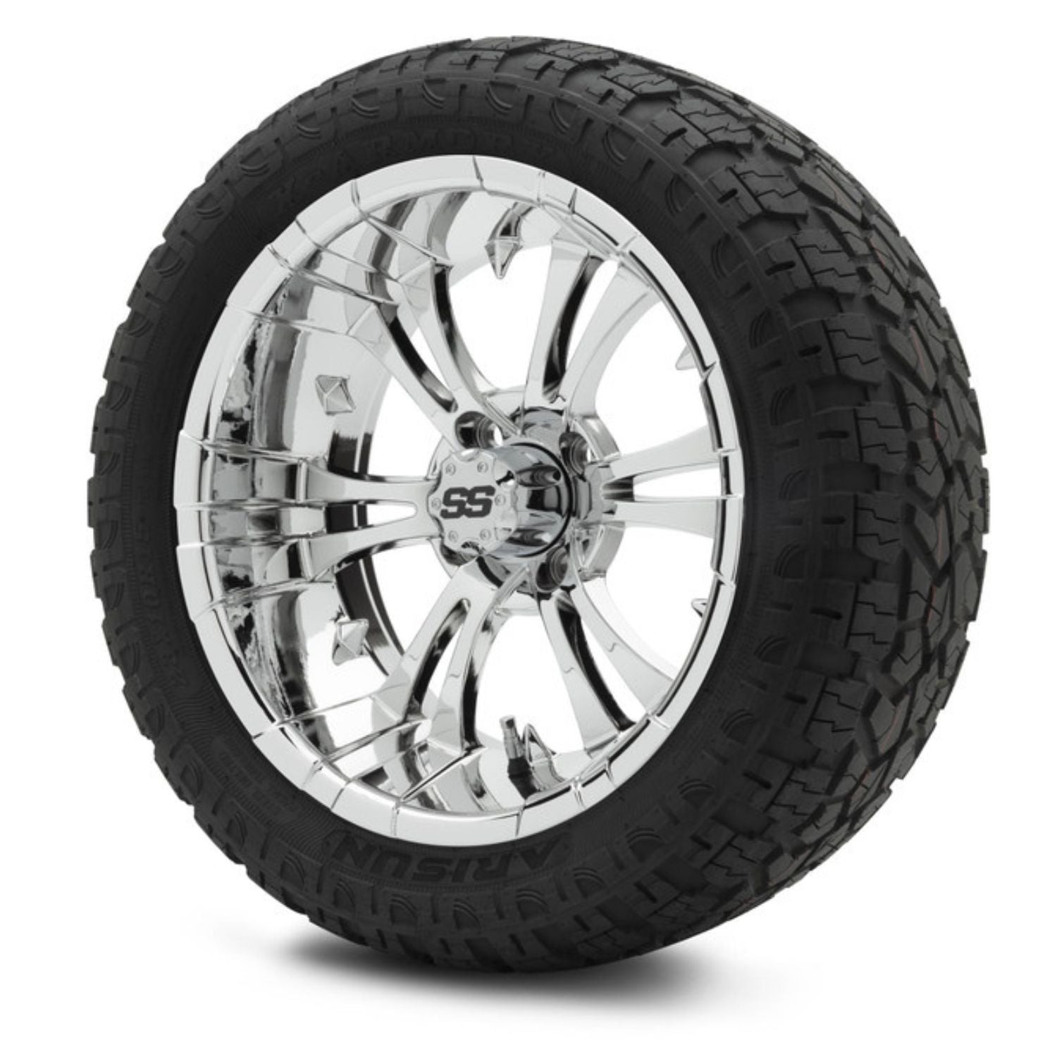 MODZ® 15" Vampire Chrome Wheels & Off-Road Tires Combo (Arisun X-Armory Steel Belted Radial 23x10-15)