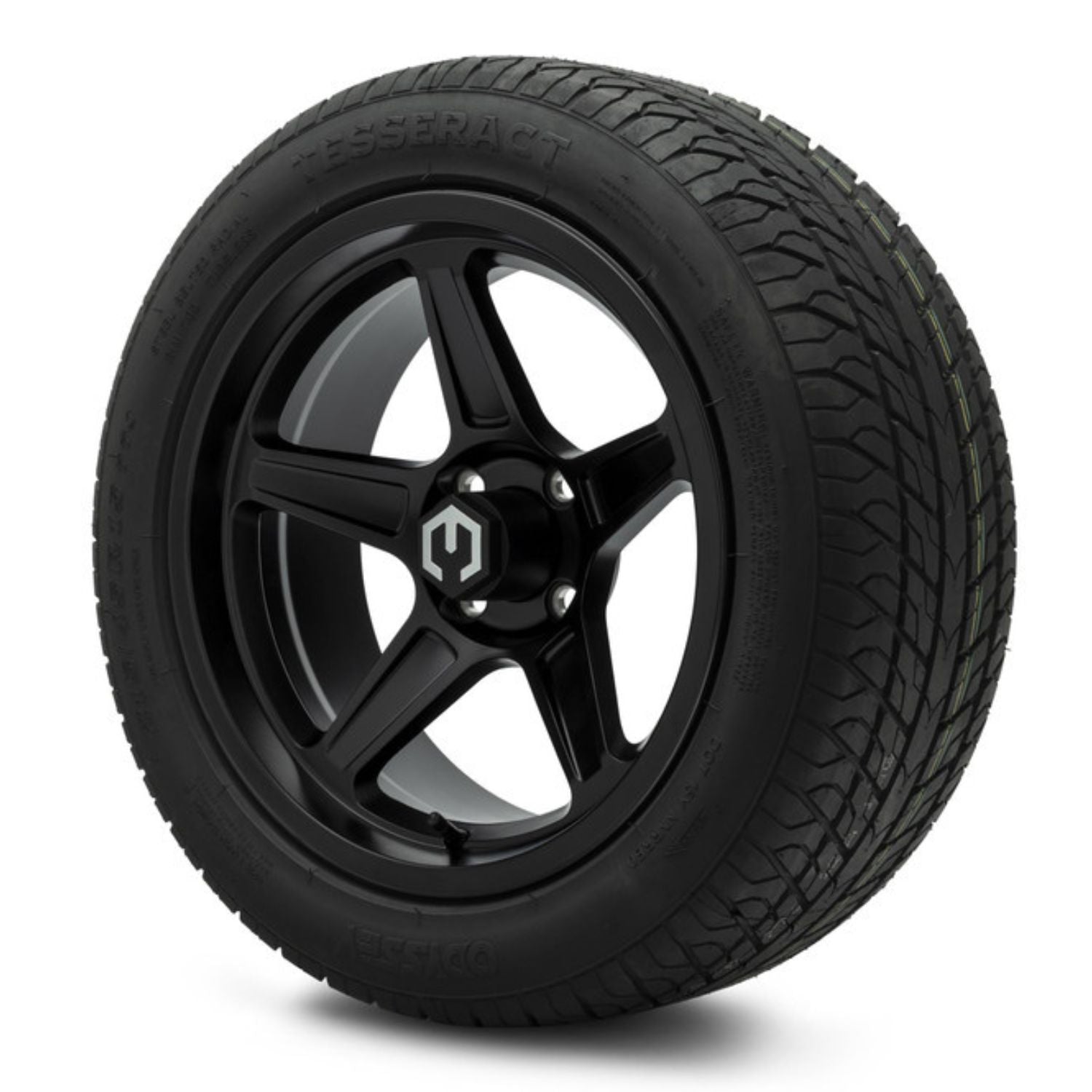 MODZ® 15" Drift Matte Black Wheels & Street Tires Combo (Odyssey Tesseract Steel-Belted Radial 215/45-R15)
