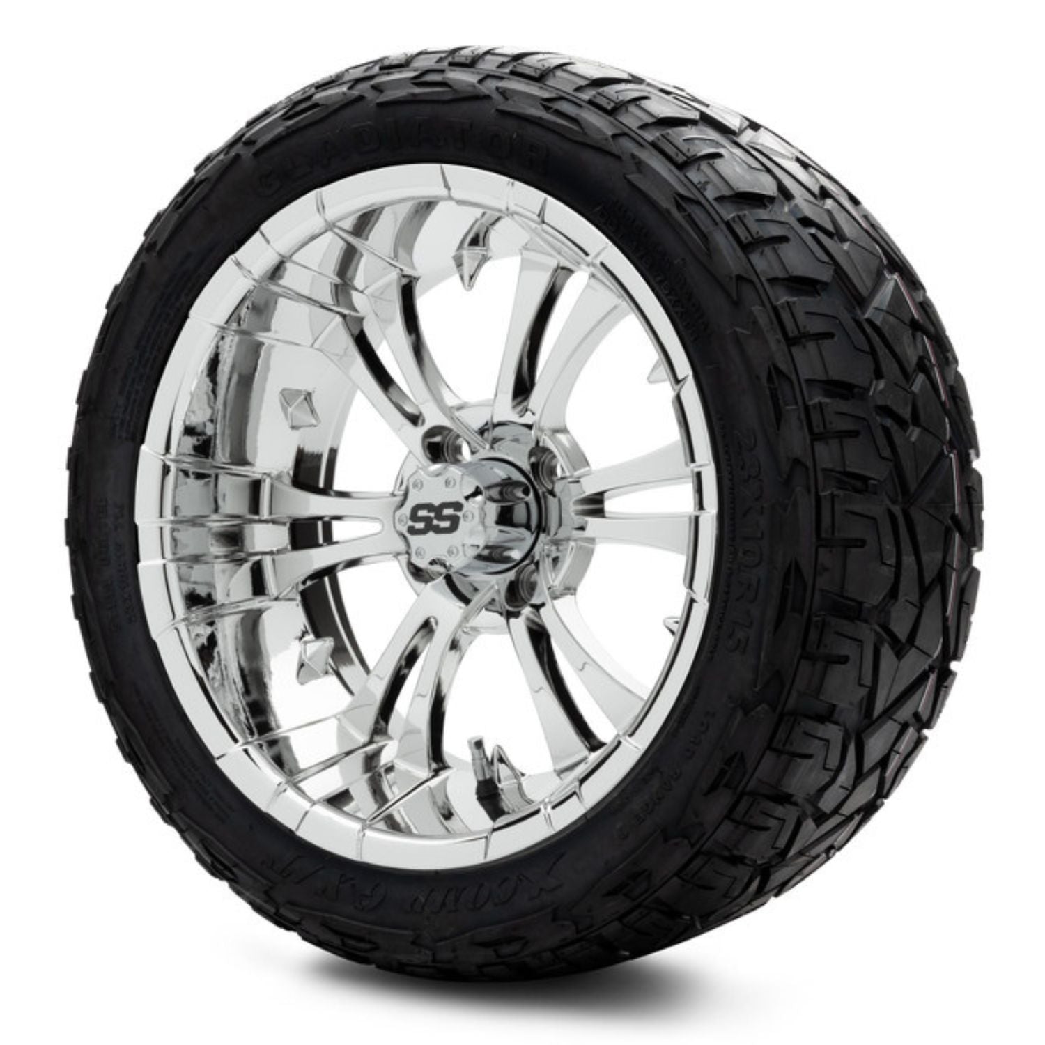 MODZ® 15" Vampire Chrome Wheels & Off-Road Tires Combo (Xcomp Gladiator Steel Belted Radial 23x10-15)
