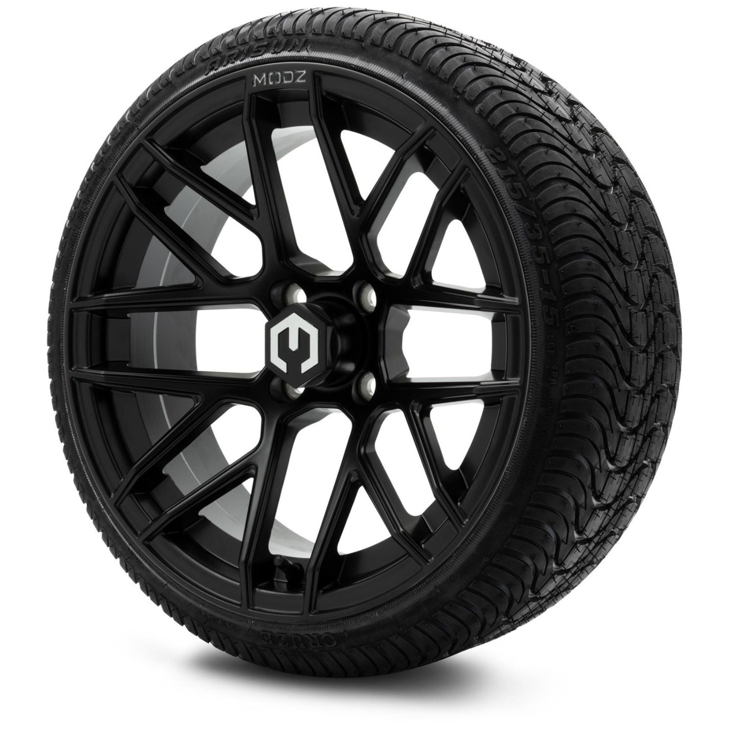 MODZ® 15" Matrix Matte Black Wheels & Street Tires Combo (Arisun Cruze 215/35-15)