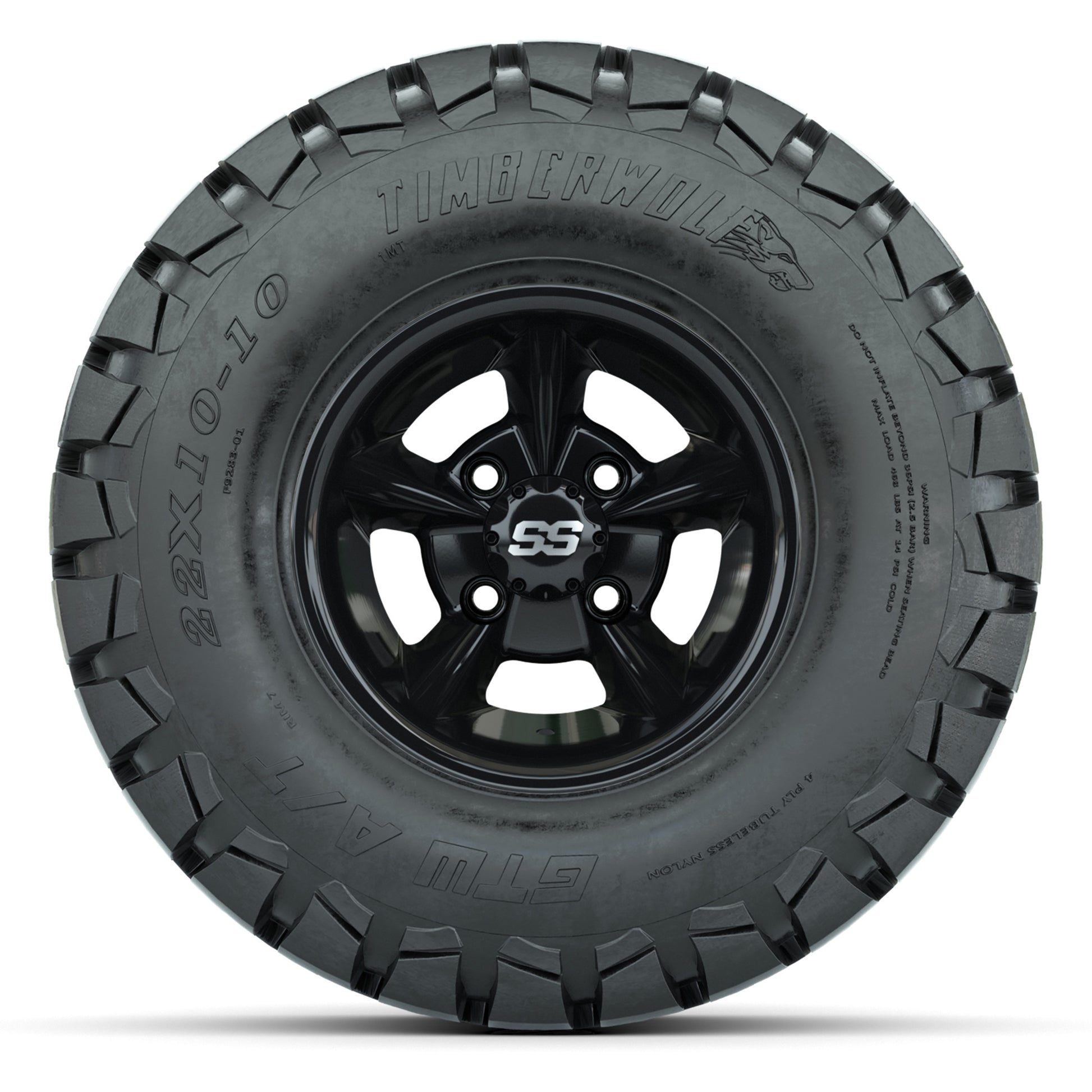 GTW Godfather Black 10 in Wheels with 22x10-10 Timberwolf All-Terrain Tires – Full Set