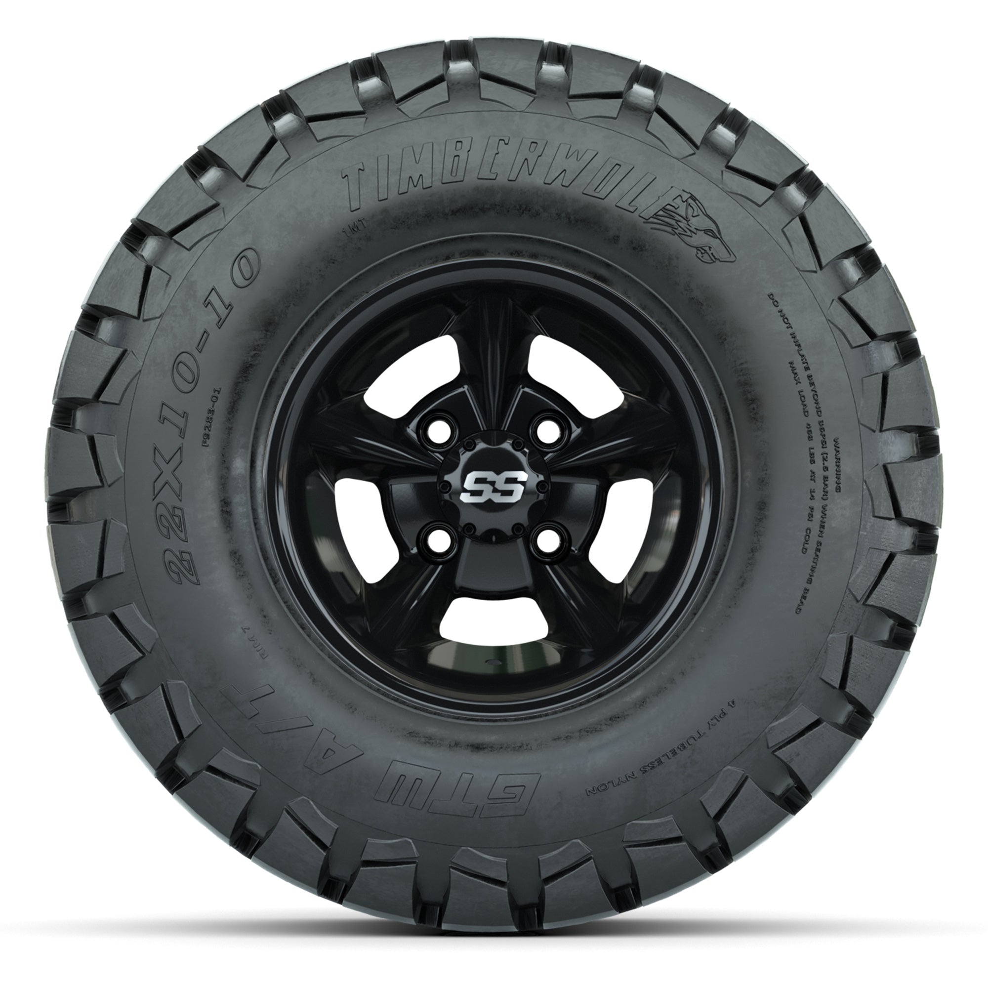GTW Godfather Black 10 in Wheels with 22x10-10 Timberwolf All-Terrain Tires – Full Set